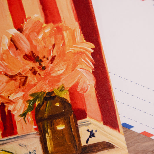 Peony Stripes Postcard