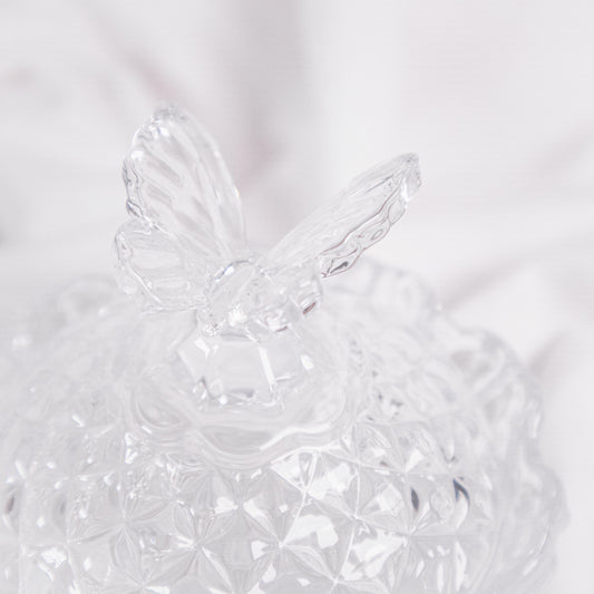 Quilted Glass Butterfly Trinket Box