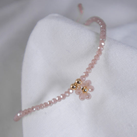 Pink Flower Bead Bracelet