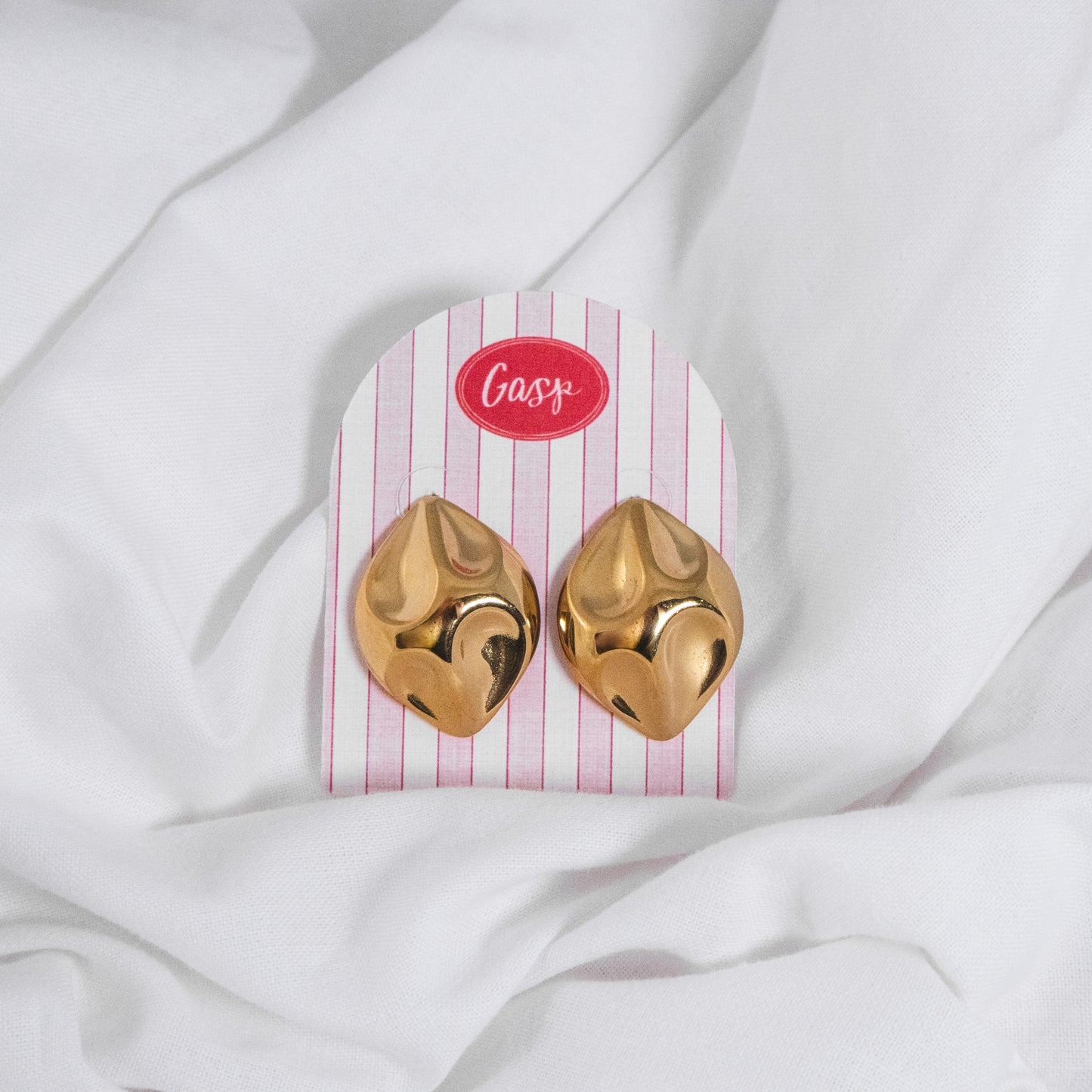 Gold Sculpted Stud Earrings