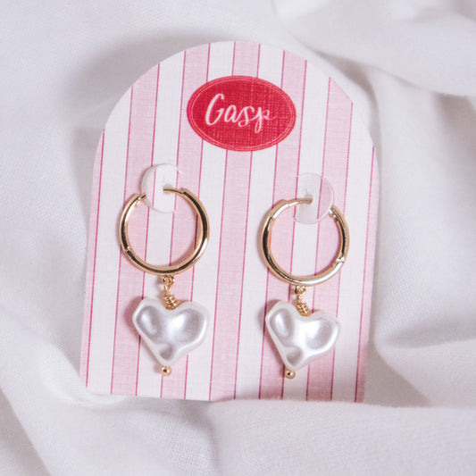 Pearl Heart Drop Earrings