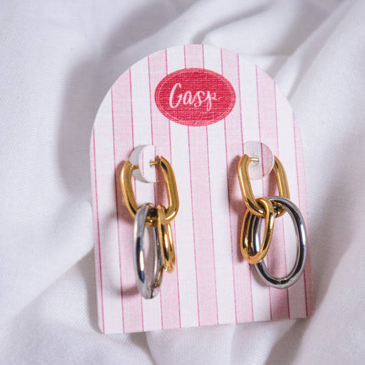 Two Tone Ring Drop Earrings