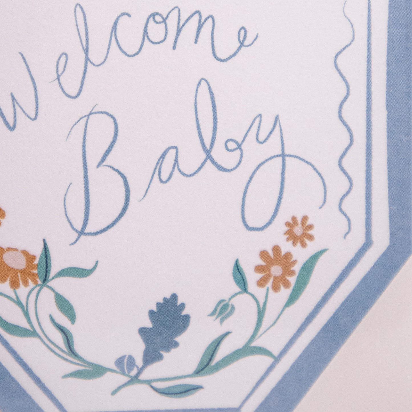 Welcome Baby Blue Floral Greeting Card