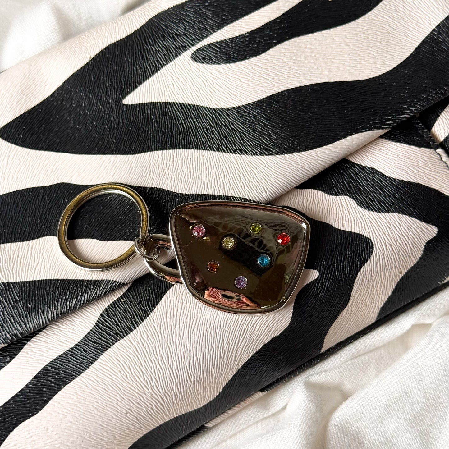 Rhinestone Chrome Keychain