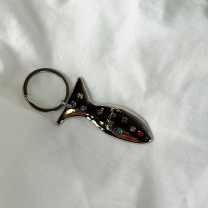 Rhinestone Chrome Keychain