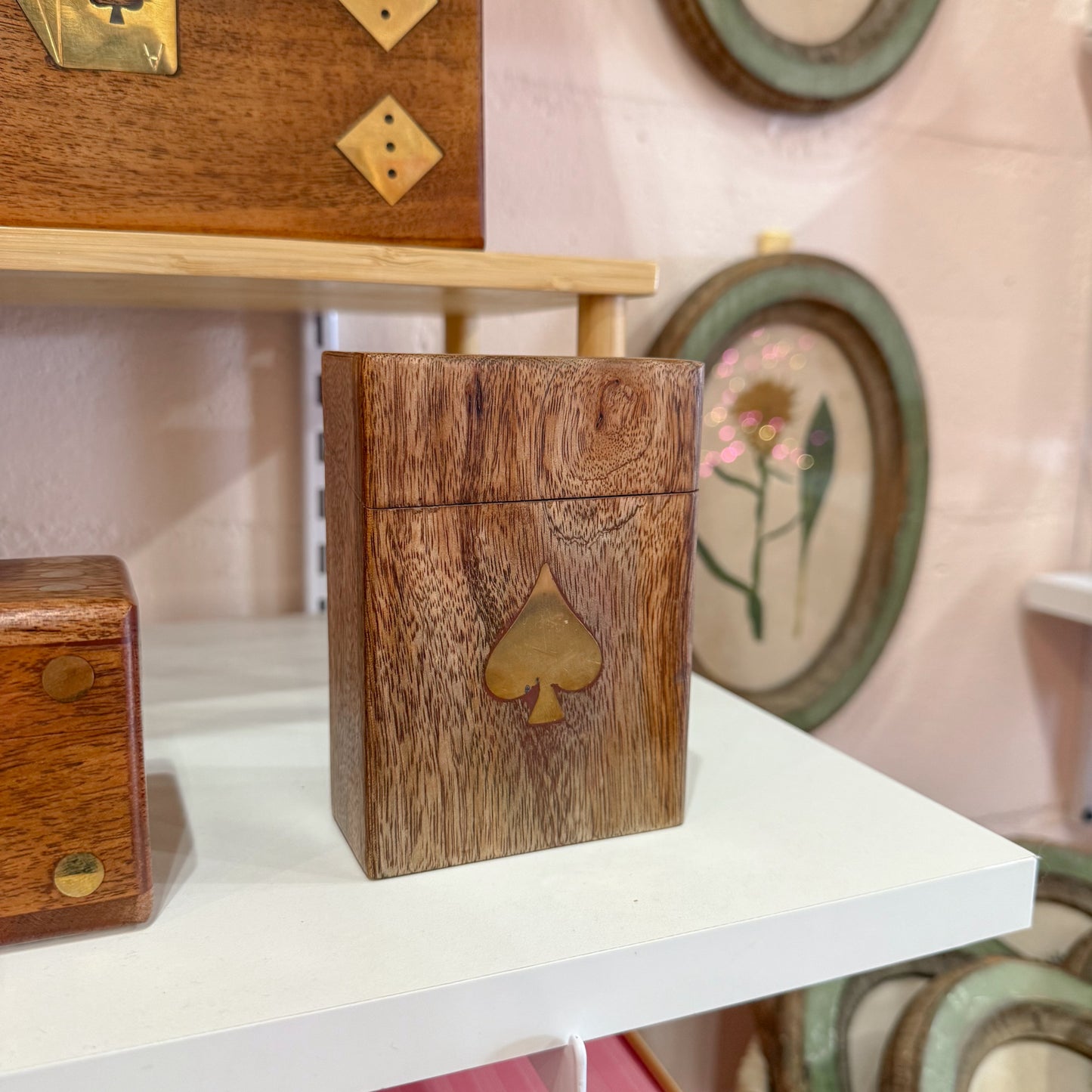 Wooden Spade Playing Cards Box