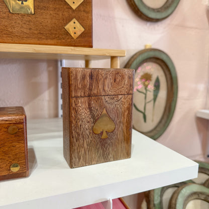 Wooden Spade Playing Cards Box
