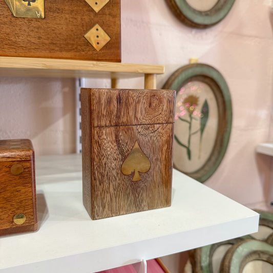 Wooden Spade Playing Cards Box
