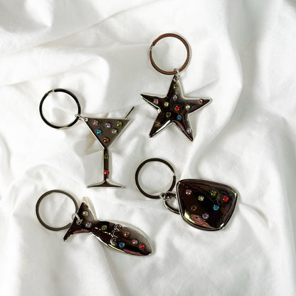 Rhinestone Chrome Keychain