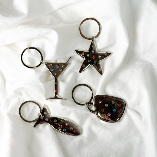 Rhinestone Chrome Keychain