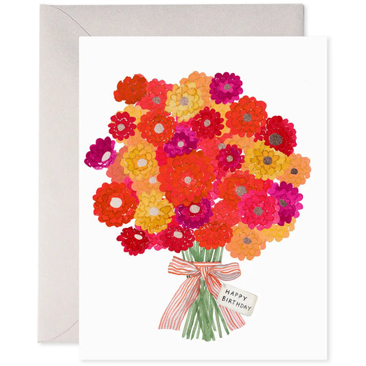 Sunset Bouquet Floral Birthday Greeting Card