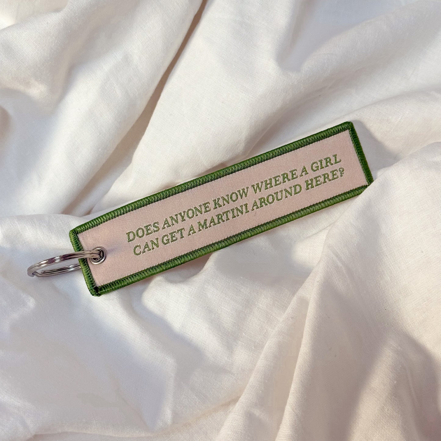 Martini Embroidered Keychain
