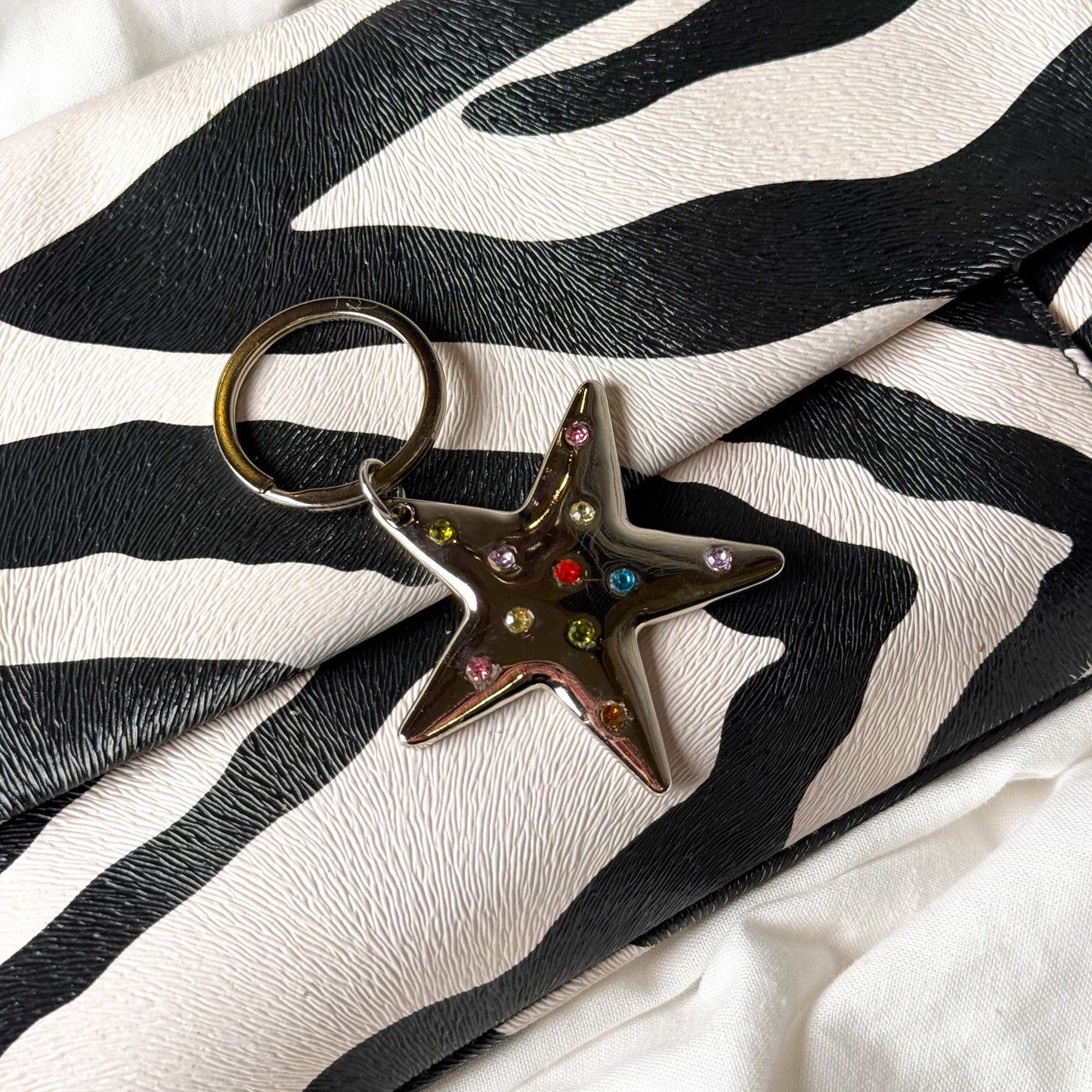Rhinestone Chrome Keychain
