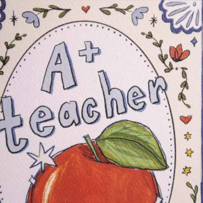 A+ Teacher Greeting Card