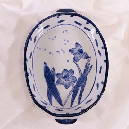 Blue Floral Baking Dish