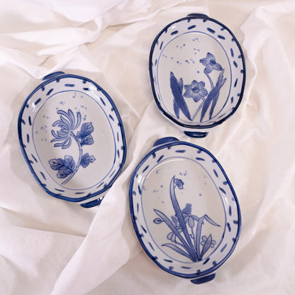 Blue Floral Baking Dish