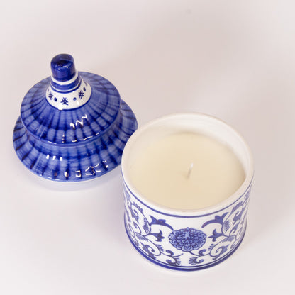 Blue And White Chinoiserie Candle