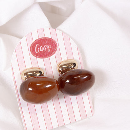 Oval Drop Statement Earrings