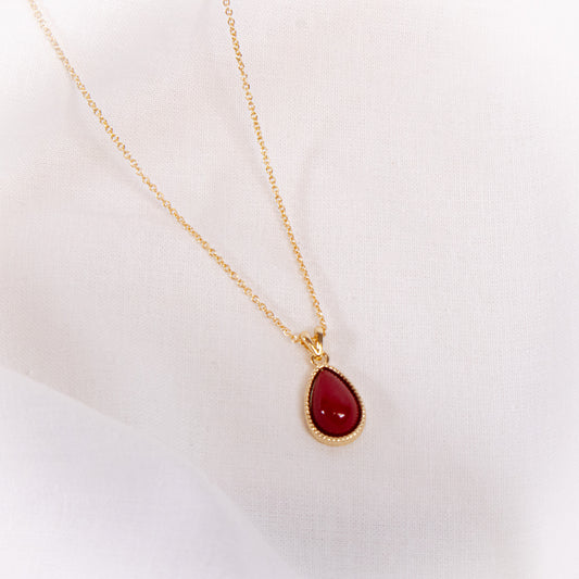 Burgundy Teardrop Necklace