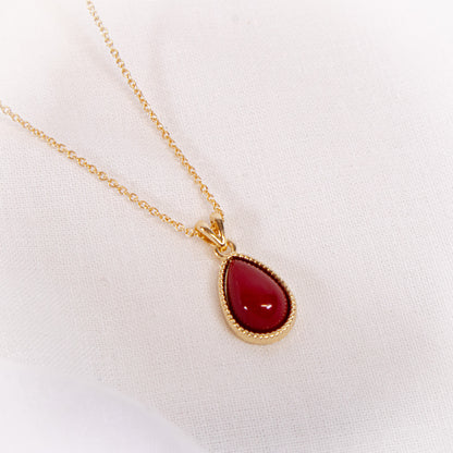 Burgundy Teardrop Necklace