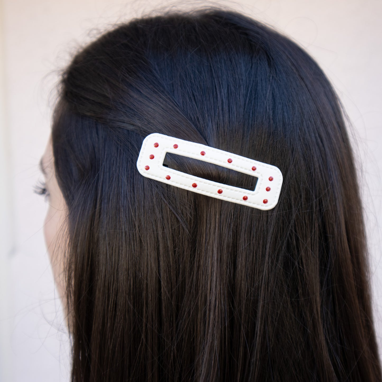 Large Leather Polka Dot Snap Clip Set