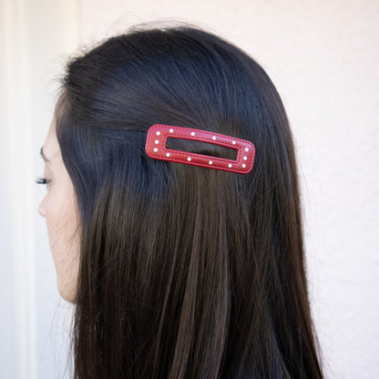 Large Leather Polka Dot Snap Clip Set