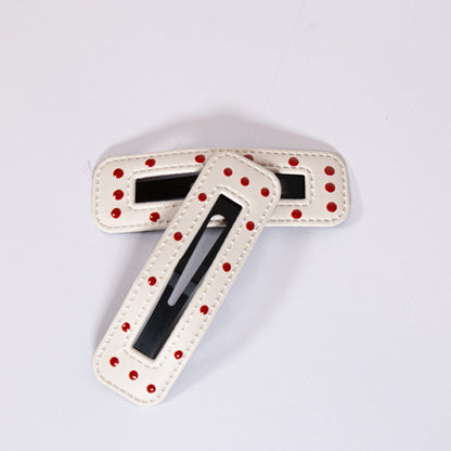 Large Leather Polka Dot Snap Clip Set