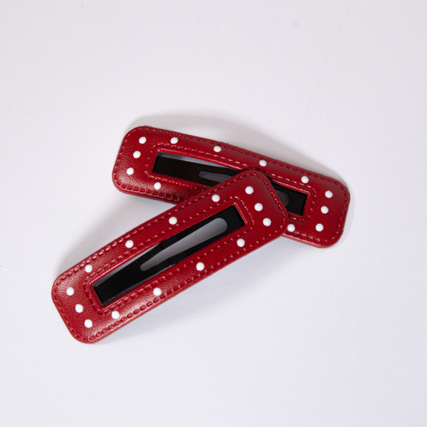 Large Leather Polka Dot Snap Clip Set