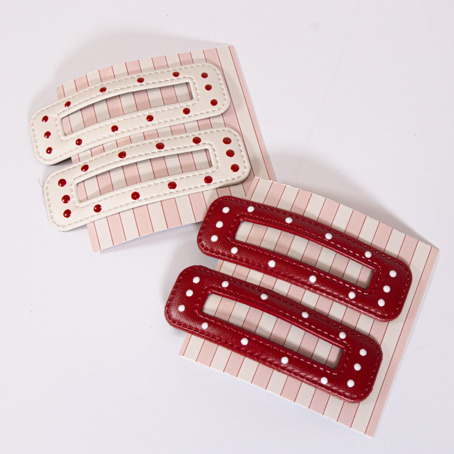 Large Leather Polka Dot Snap Clip Set