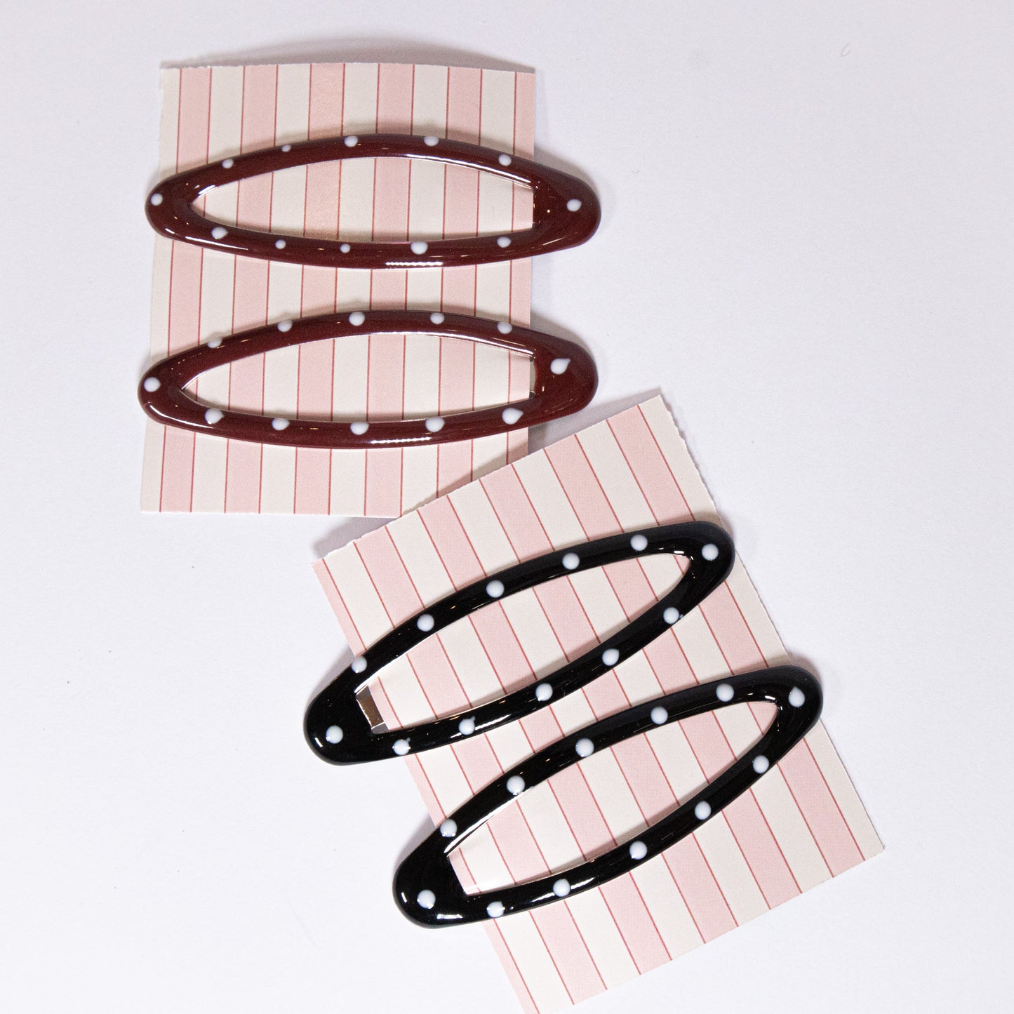 Polka Dot Oval Snap Clip Set