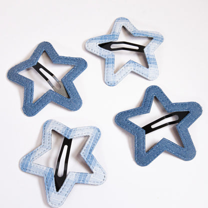 Denim Star Snap Clip Set