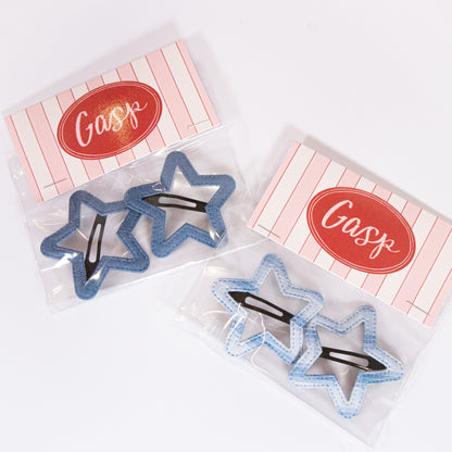 Denim Star Snap Clip Set