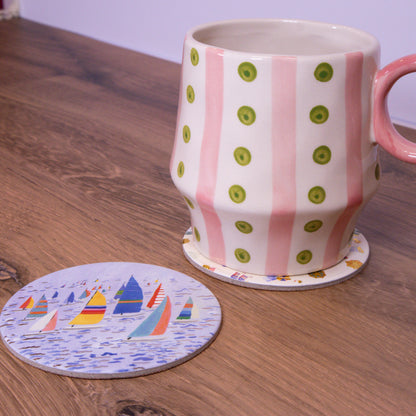 Sailboats Cork Coaster