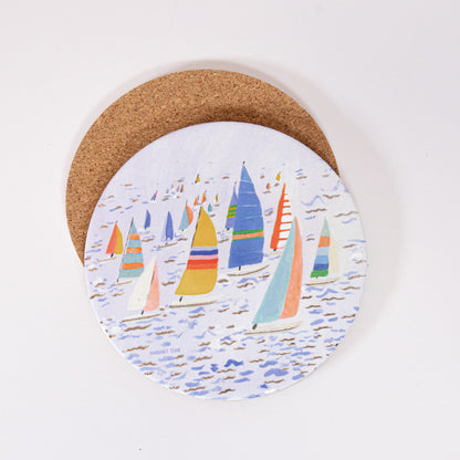 Sailboats Cork Coaster