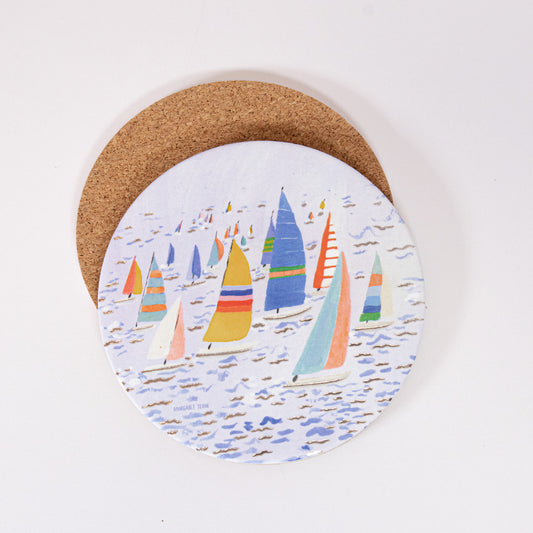Sailboats Cork Coaster