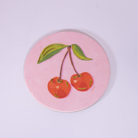 Cherries Cork Coaster
