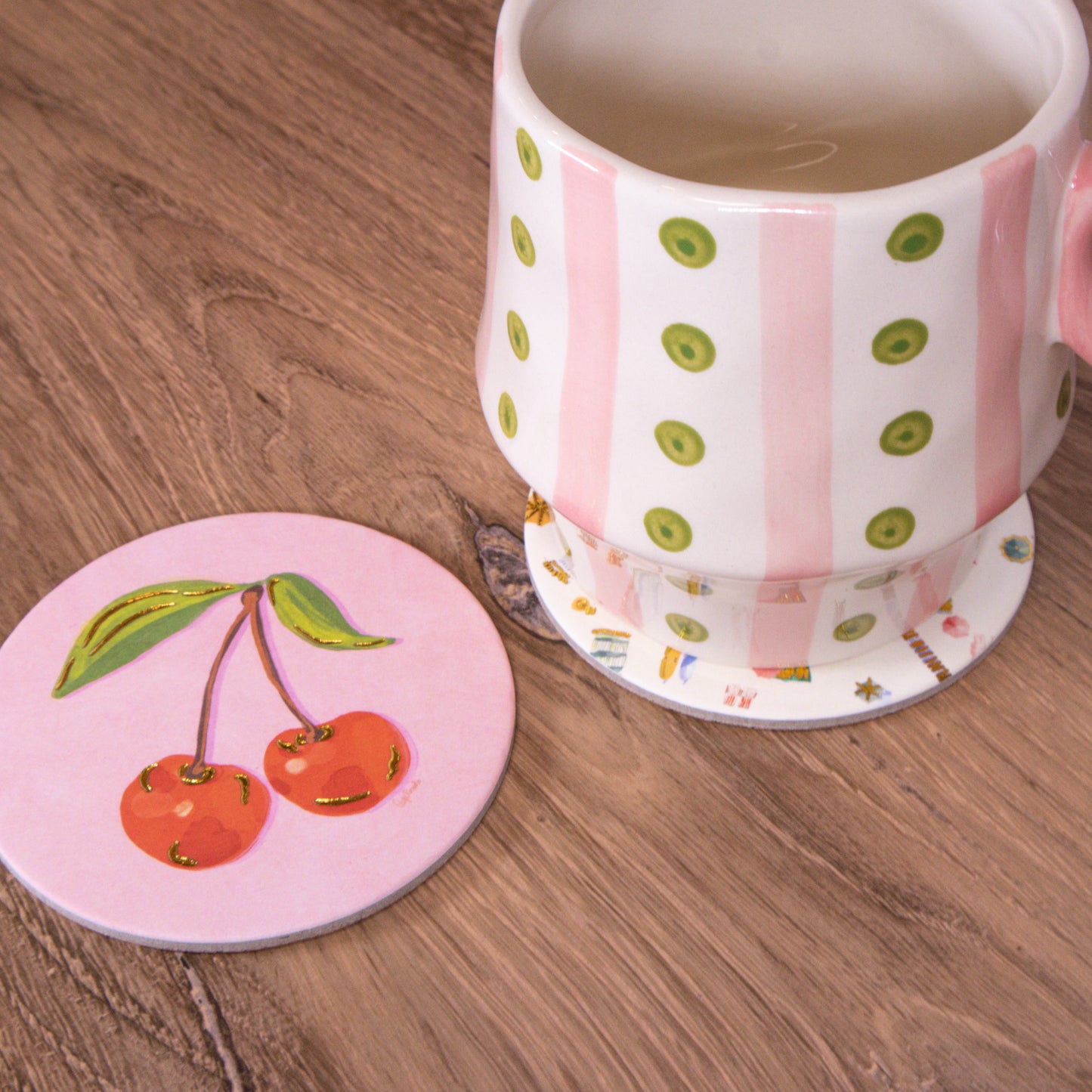 Cherries Cork Coaster