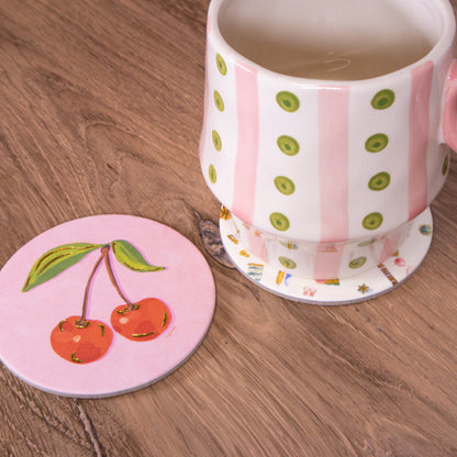Cherries Cork Coaster