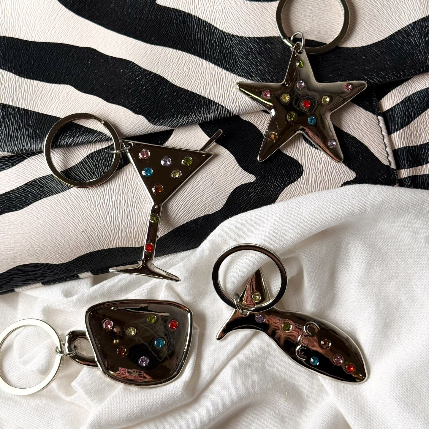 Rhinestone Chrome Keychain