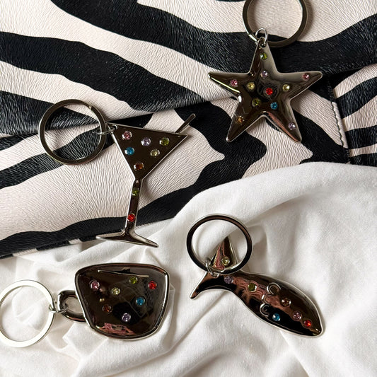 Rhinestone Chrome Keychain