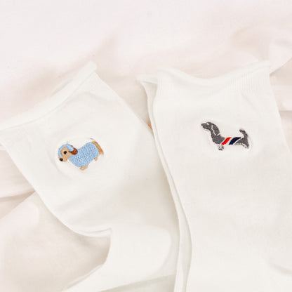 Dog Embroidered Socks