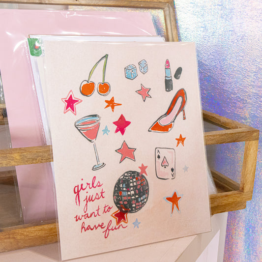 Disco Girls Just Want To Have Fun Wall Art Print