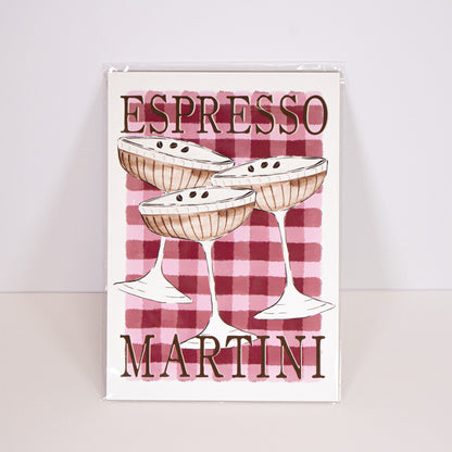 Gingham Espresso Martini Wall Art Print
