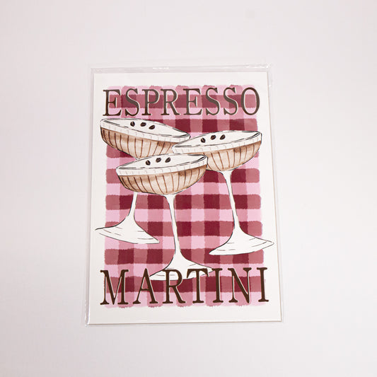 Gingham Espresso Martini Wall Art Print