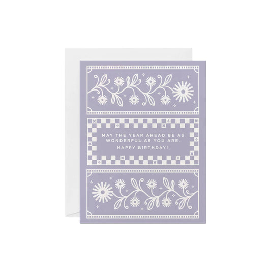 Lavendar Floral Print Birthday Greeting Card