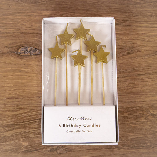 Gold Star Cake Candles By Meri Meri