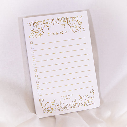 Gold Foil Tasks Notepad