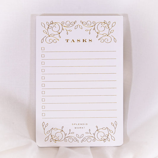 Gold Foil Tasks Notepad