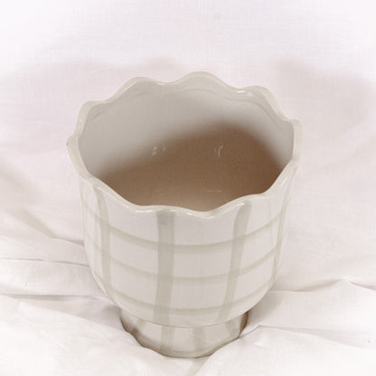 Green Check Scalloped Pot