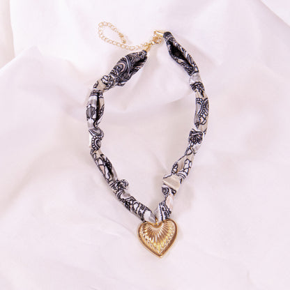 Heart Pendant Scarf Necklace